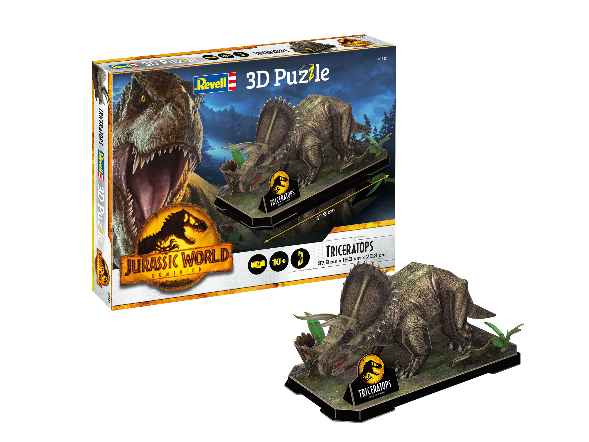 - Triceratops Jurassic Mehrfarbig Puzzle, 3D World 00242 REVELL Dominion