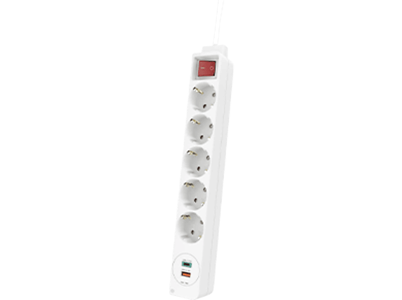 Regleta, 3 Tomas, Con Interruptor, Ajuste de Pared, 3M, Blanco