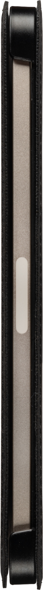 A side view of a phone case, showing the side with the magnetic clasp.