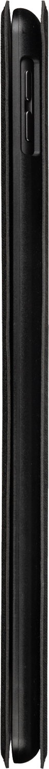 A black phone case with the side profile visible, showing a button and charging port.