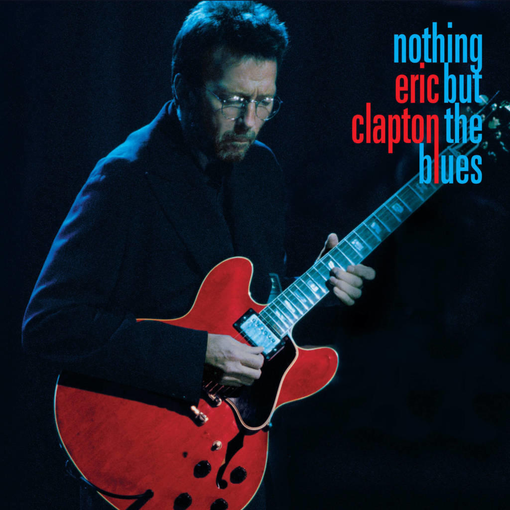 Eric Clapton joue de la guitare rouge. Titre de l'album : Nothing But The Blues.