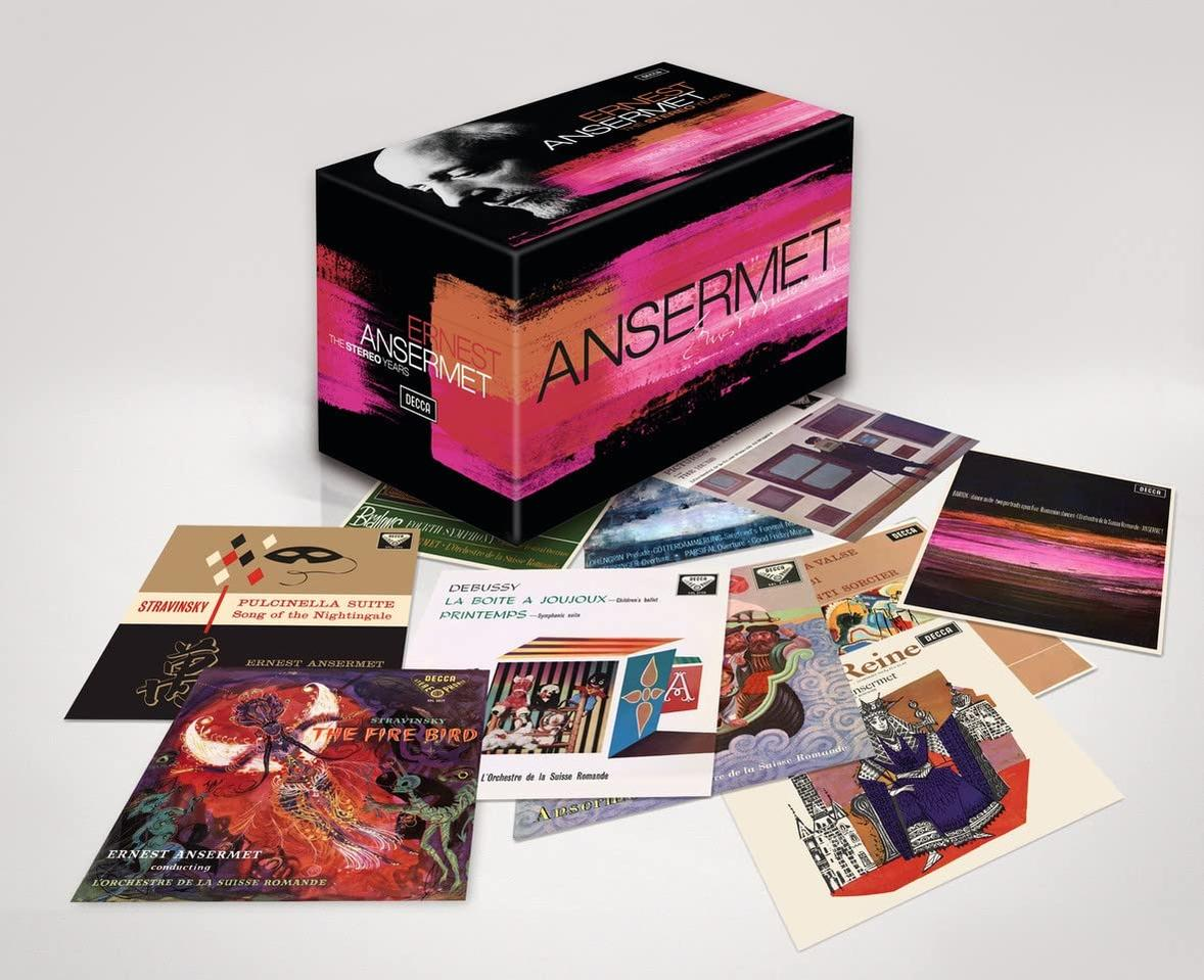 Eine Box mit Stereoaufnahmen von Ernest Ansermet. Mehrere Albumcover werden angezeigt.