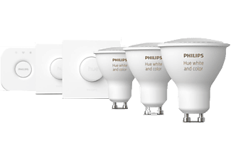 PHILIPS HueWCA 4.3W Renkli Akıllı Başlangıç Seti Üçlü Akıllı Butonlu GU10 Spot Bluetooth Özellikli Ampul Beyaz