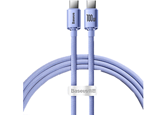 BASEUS Crystal Shine 100W 1.2m Type-C to Type-C Şarj Kablosu Mor