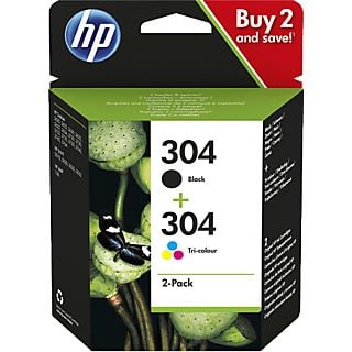 Cartucho de tinta - HP 304 Combo 2 Pack, Negro y Tricolor, 3JB05AE