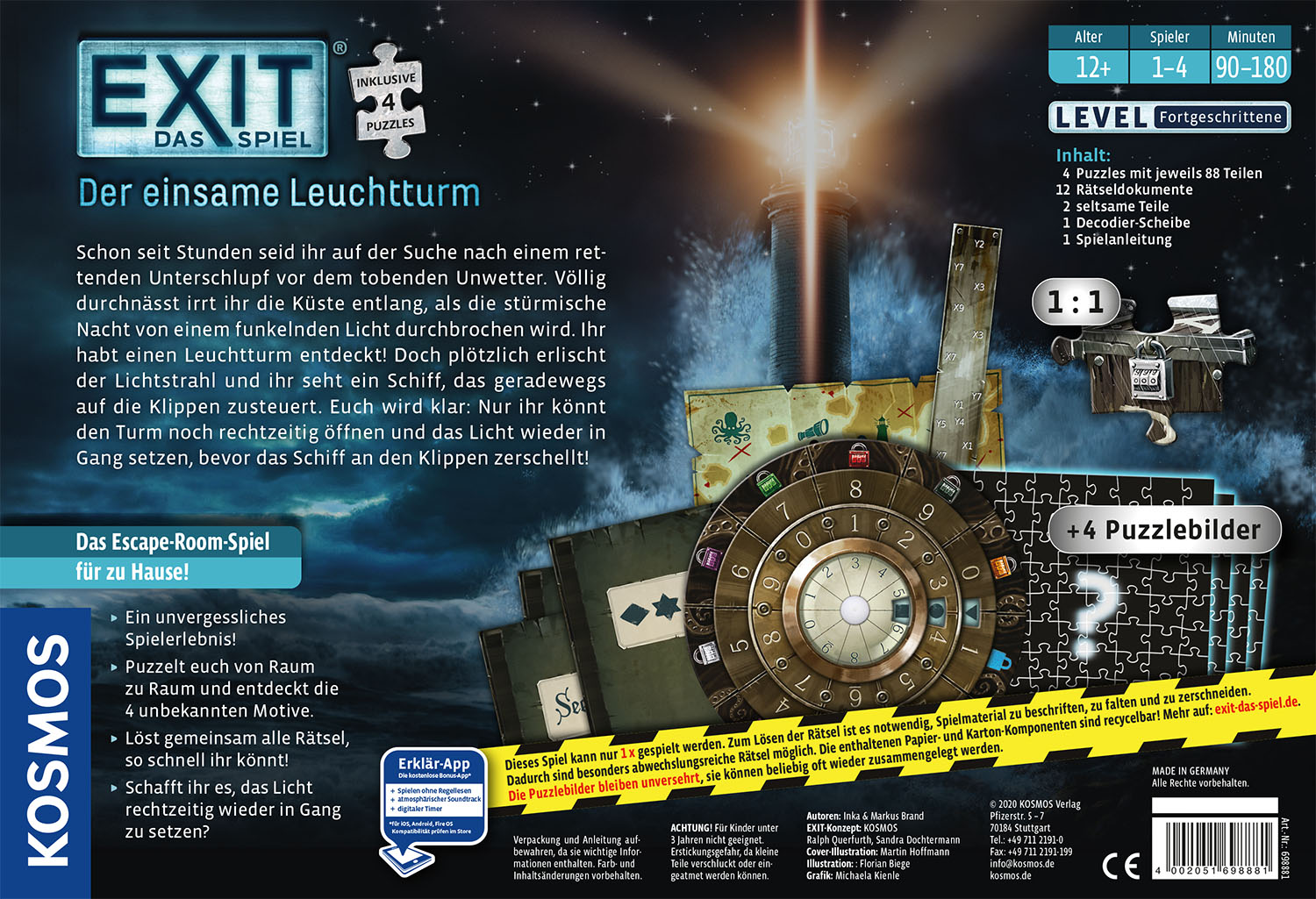 Exit: Die Spielbox mit einem Rätsel und einer Zeichnung eines Leuchtturms.