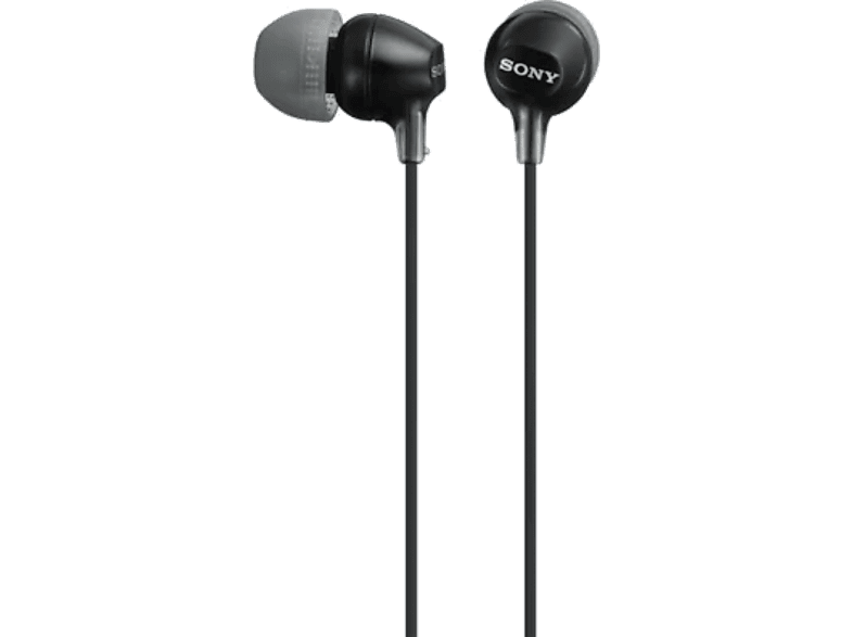 Auriculares de botón - Sony MDR-EX15LPB, 8Hz 22.000Hz, 100dB/mW, Botón, Tapones Silicona, Iman Neodimio, Negro