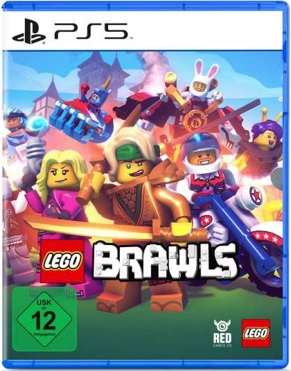 La couverture d'un jeu PlayStation 5, LEGO Brawls, avec divers personnages LEGO.