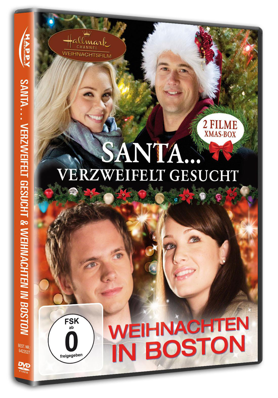 DVD-Cover mit zwei Paaren, Weihnachtsthema, Filmtitel 'Santa... Verzweifelt gesucht'.