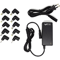 Cargador para portátil | SAC145, 10 Adaptores, de entrada 110-240 V, Negro