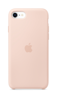 Ein pinkfarbenes iPhone in einer passenden Hülle. Das Apple-Logo ist auf der Rückseite sichtbar.