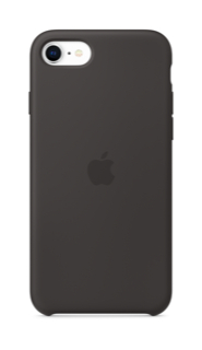 Dunkelgraue Apple iPhone Hülle mit dem Apple-Logo auf weißem Hintergrund.