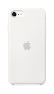 Eine weiße Telefonhülle mit einem Apple-Logo. Der Hintergrund ist schlicht weiß.