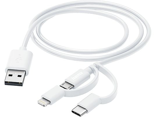 HAMA 00201535 - Câble de charge multiple 3 en 1 (Blanc)