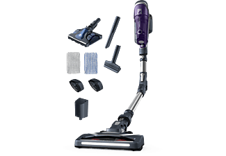 Aspirador escoba | Rowenta RH9681WO X-Force Flex 8.60, 22 V, 185 W, 0.55 L, Tubo flexible, System LED, Autonomía Cabezal Aqua, Púrpura