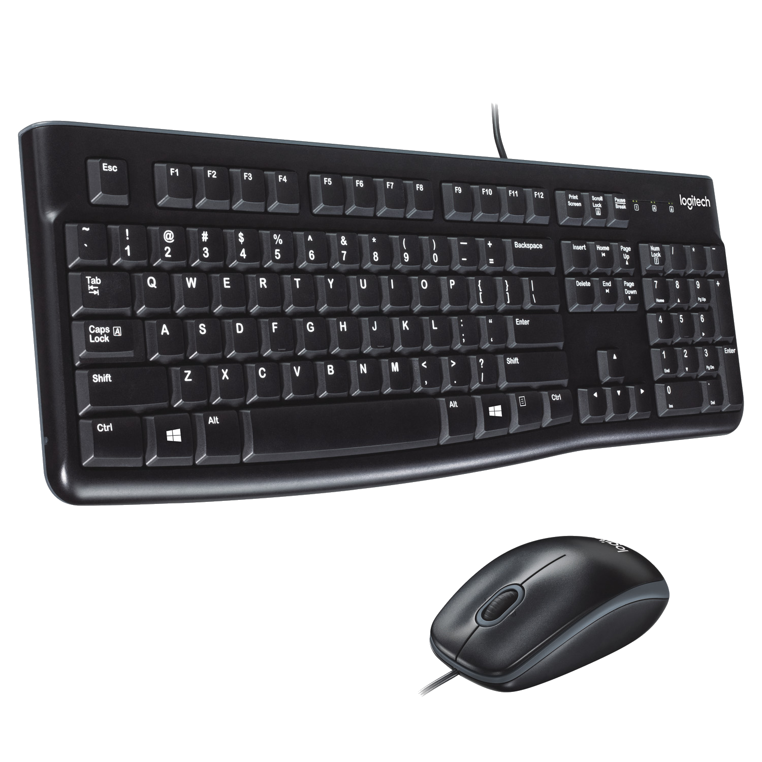 Pack Teclado + Ratón - Logitech Desktop MK120, Cable, USB, Negro