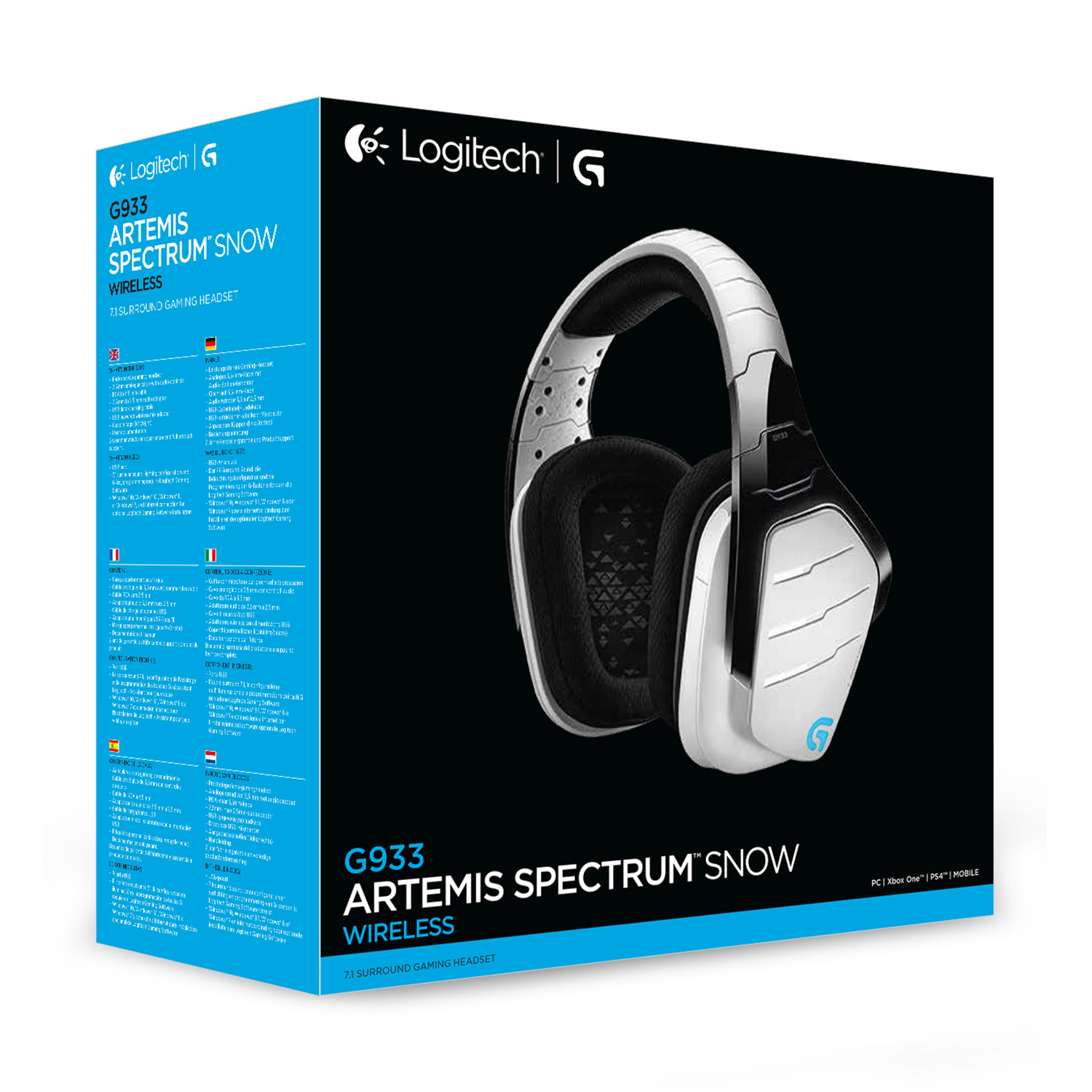 Auriculares gaming - Logitech G933 Artemis Spectrum Snow, Wireless, Micrófono, Blanco