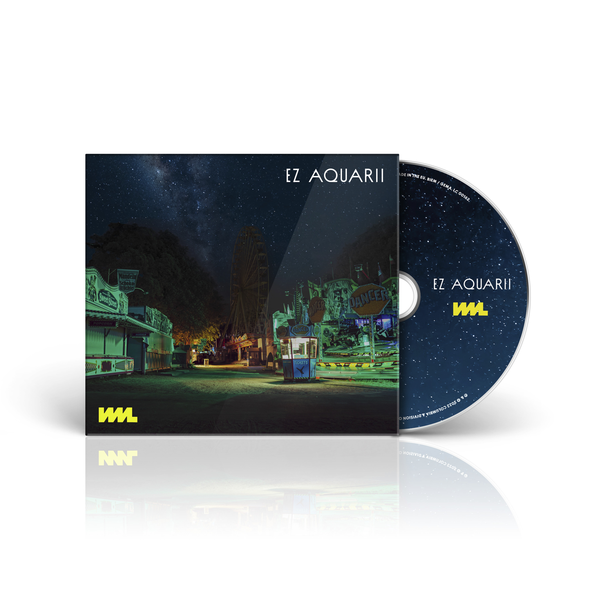 Ein CD-Albumcover und eine Disc mit einer nächtlichen Jahrmarktszene.