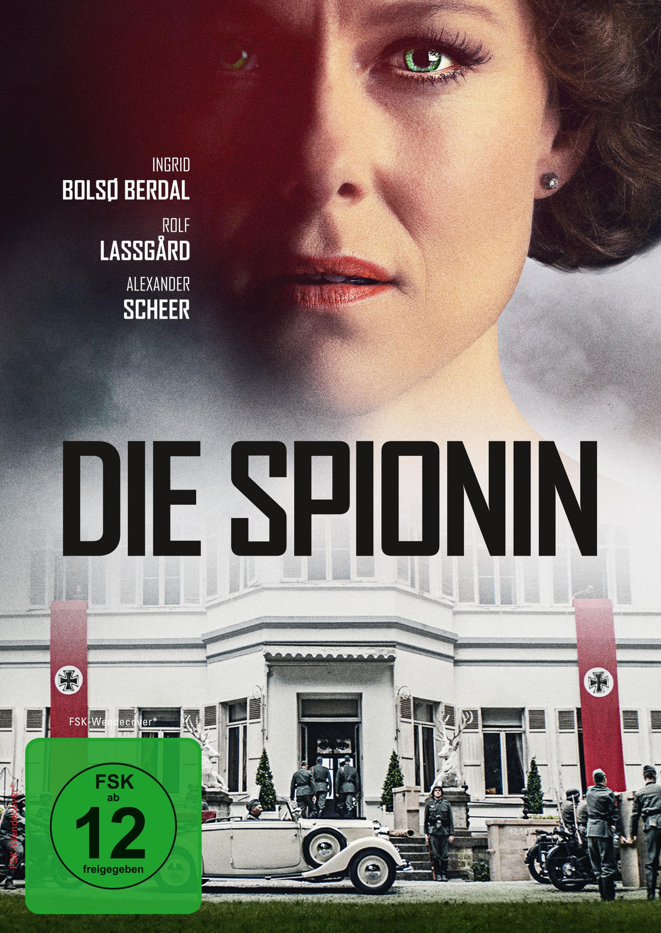 DVD-Cover mit dem Gesicht einer Frau und einem historischen Gebäude. Deutscher Text und Nazi-Symbole.