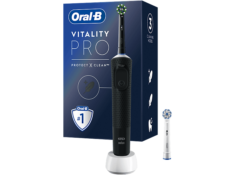 Imagen de Cepillo eléctrico - Oral-B Vitality Pro, Con 2 Cabezales, Diseñado Por Braun, Negro Mediamarkt