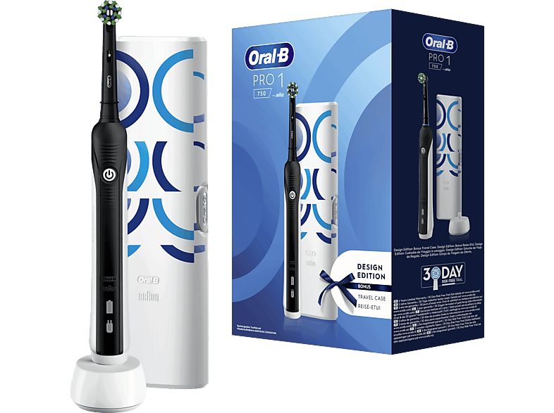 Imagen de Cepillo eléctrico - Oral-B Pro 1 750, Con 1 Estuche De Viaje Y 1 Cabezal, Diseñado Por Braun, Negro