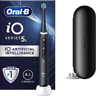 Cepillo eléctrico - Oral-B iO 5S, Con 1 Cabezal Y 1 Estuche De Viaje, Diseñado Por Braun, Negro