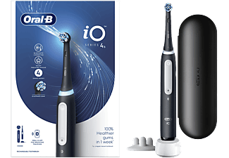 Cepillo eléctrico - Oral-B iO 4S, 4 Modos de cepillado, Control de presión, Estuche De Viaje, Diseñado Por Braun, Negro