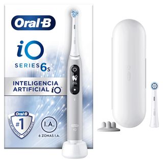 Cepillo eléctrico - Oral-B iO 6S, Con 2 Cabezales y 1 Estuche De Viaje, Diseñado Por Braun, Gris