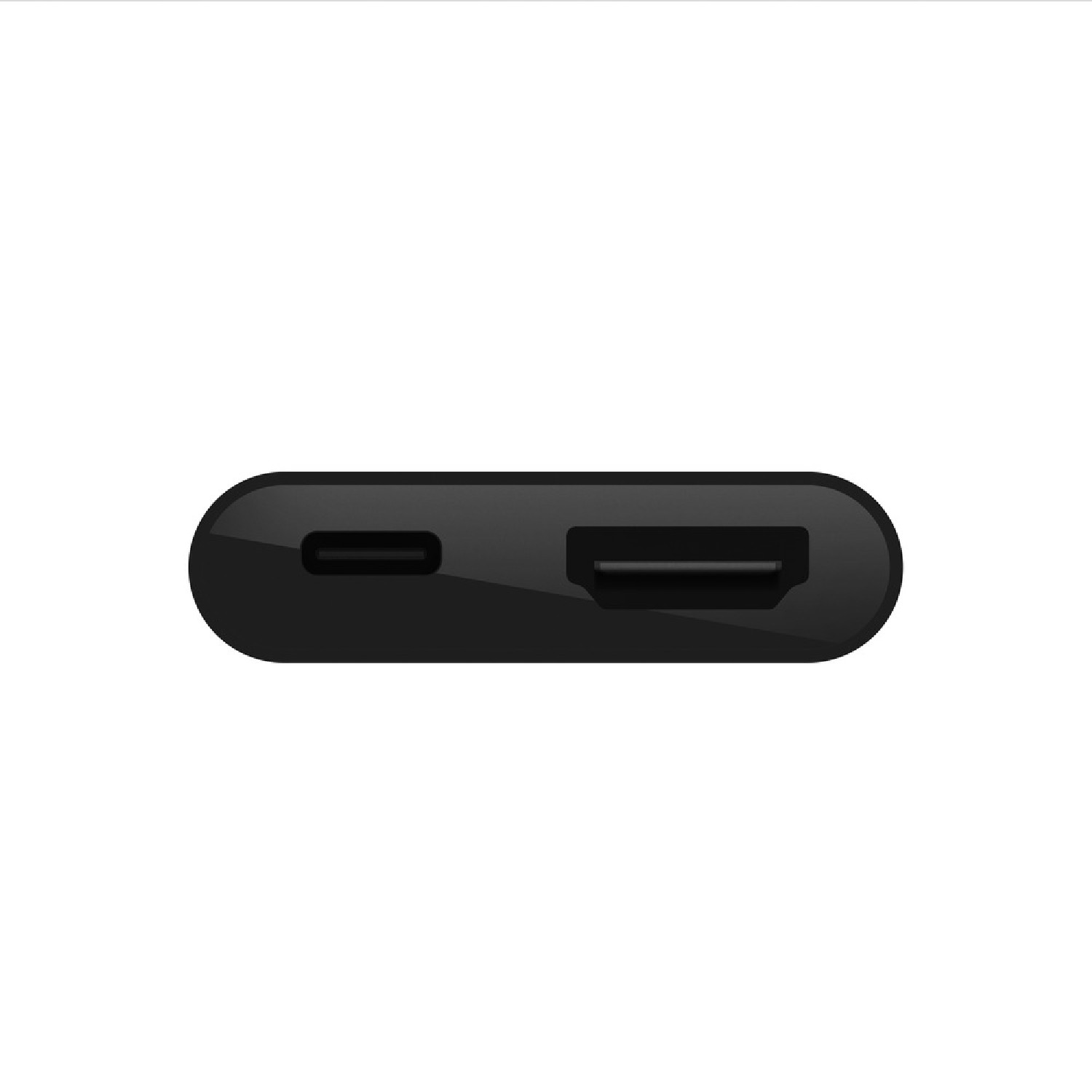 Adaptador negro con dos puertos. Uno es USB-C y el otro un lector de tarjetas.