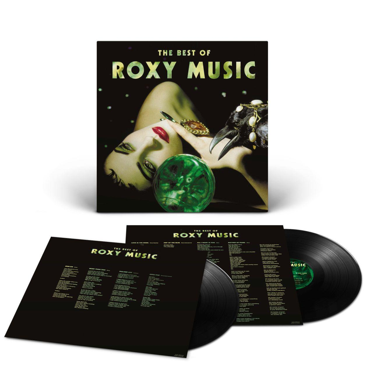 Das Albumcover The Best of Roxy Music. Vinylplatten und Hülle sind sichtbar.