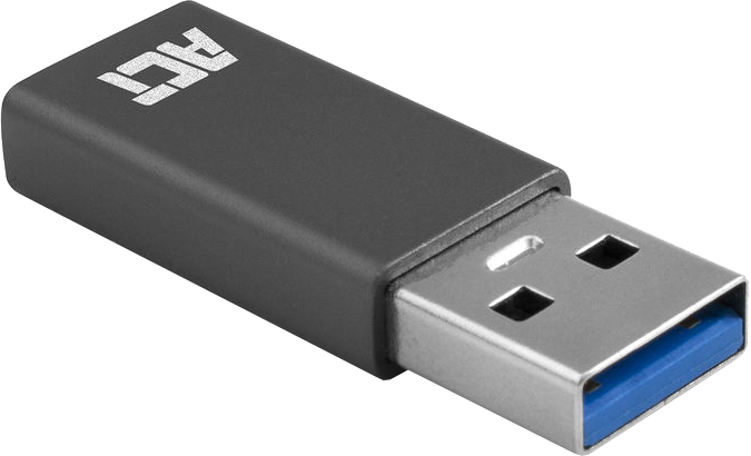 Fekete USB meghajtó. Az ACT logója felül található.