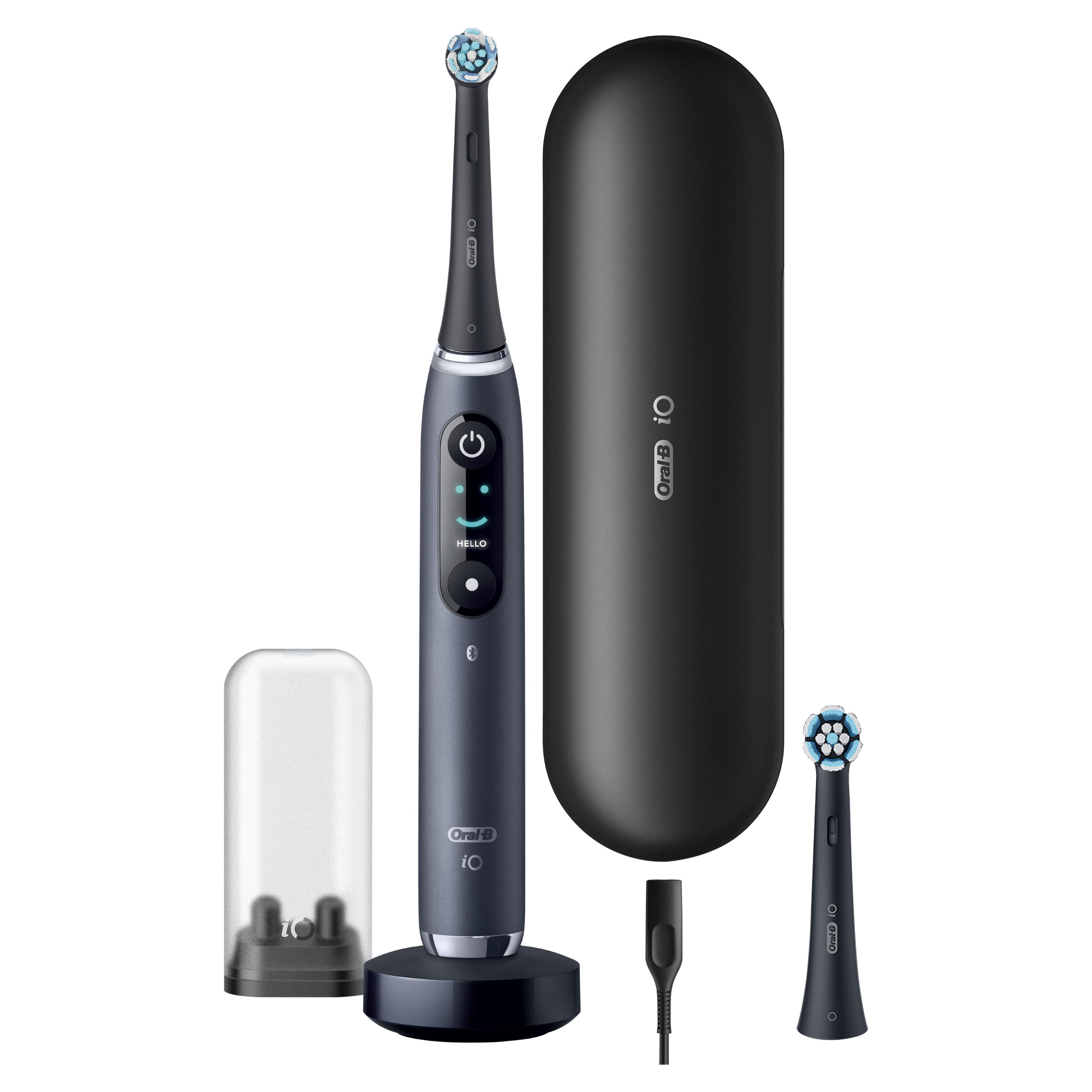 Schwarze elektrische Zahnbürste Oral-B iO Series 9s, Ladegerät und Zubehör. Komplettes Set.