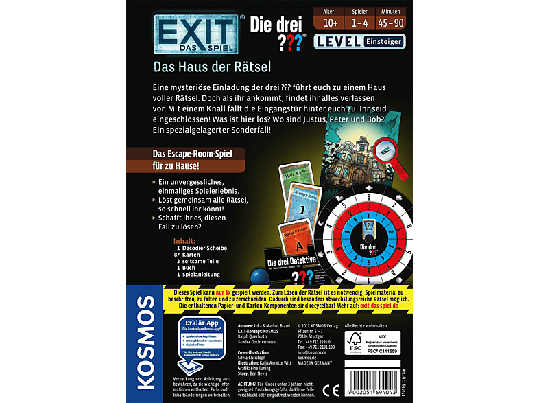Thumbnail - KOSMOS EXIT - Das Spiel: Haus der Rätsel Brettspiel Mehrfarbig