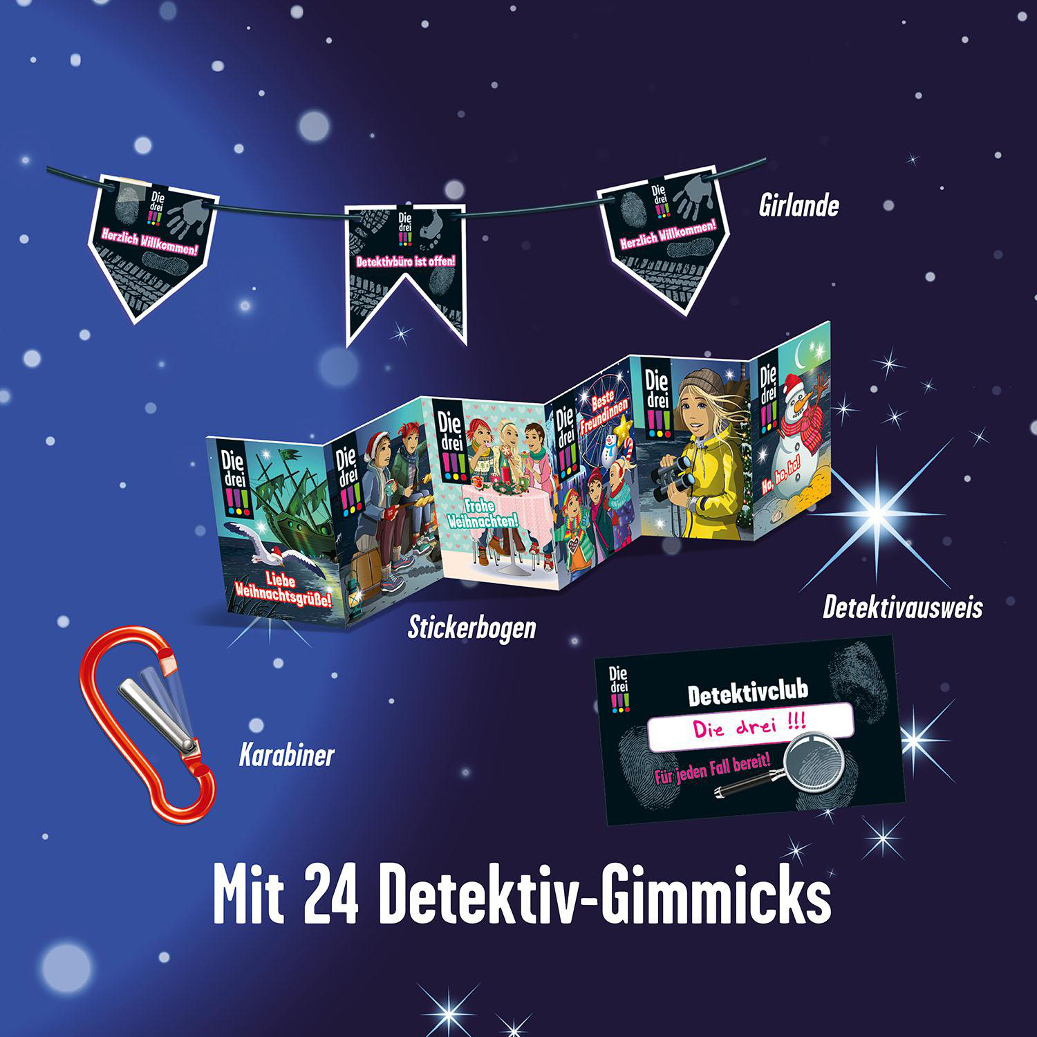 KOSMOS Die drei !!!- Adventskalender - Entdecke in 24 spannenden Rätseln das Geheimnis im Geisterschiff Adventskalender Mehrfarbig