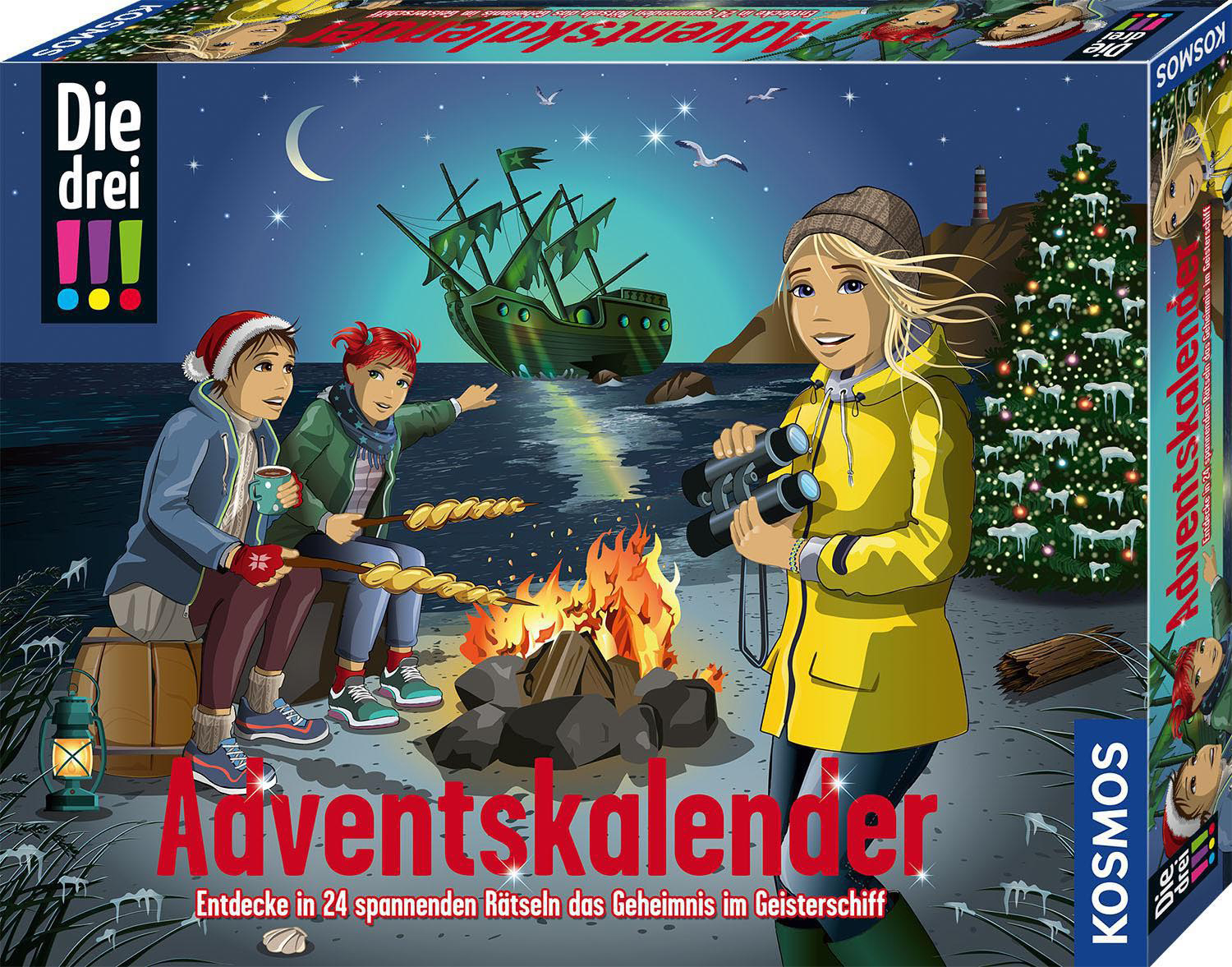 KOSMOS Die drei !!!- Adventskalender - Entdecke in 24 spannenden Rätseln das Geheimnis im Geisterschiff Adventskalender Mehrfarbig
