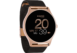 X-WATCH X-WATCH JOLI XW PRO (54030) Smartwatch / Fitnesstracker je nach Profil Metall, 265 mm, Gehäuse: Roségold/Armband: Diamantschwarz
