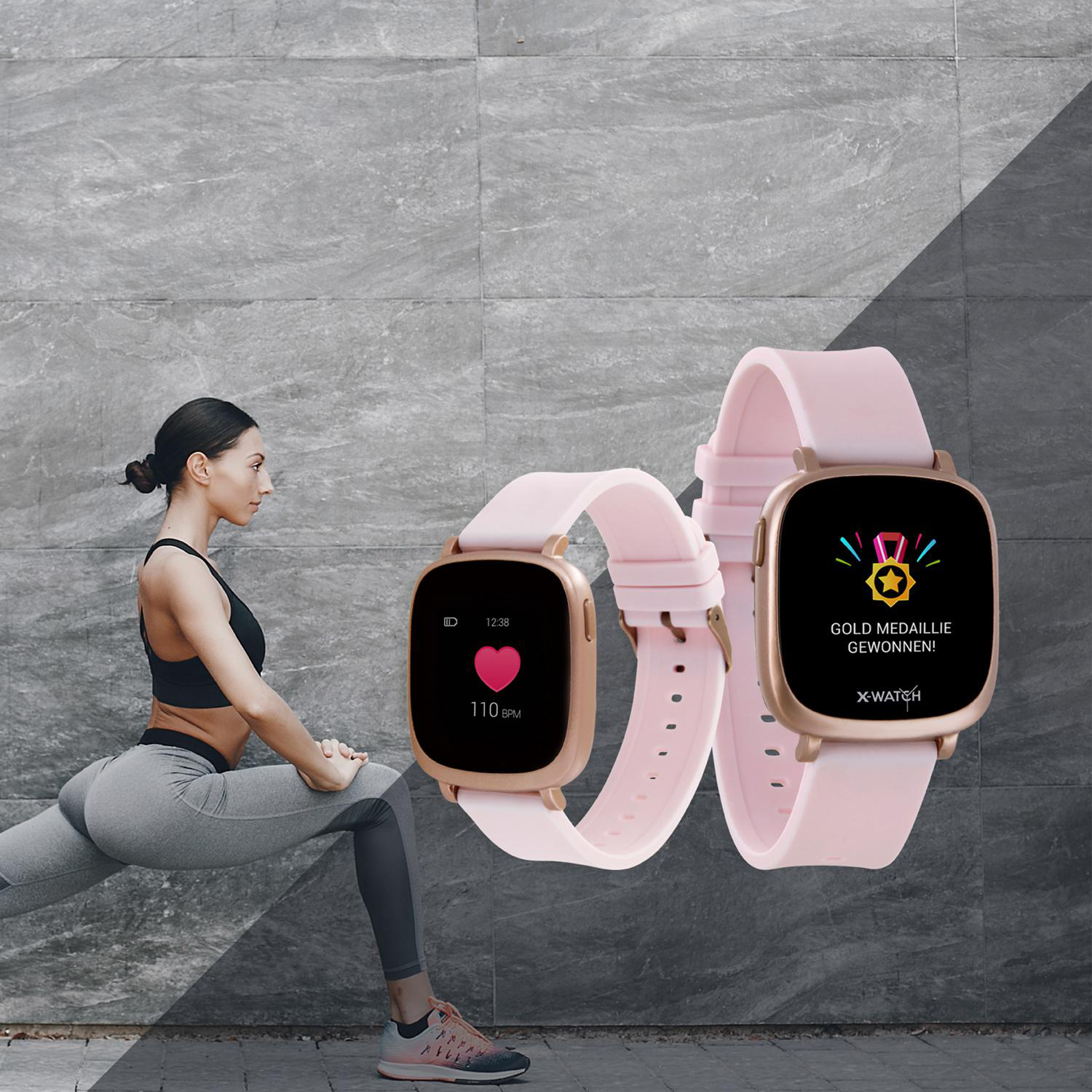 X-WATCH X-WATCH IVE XW FIT - URBAN ROSE - (54039) Smartwatch Polycarbonat Silikon, 20 x 247 mm, Gehäuse: Rosé Gold/Armband: Rosé Gold