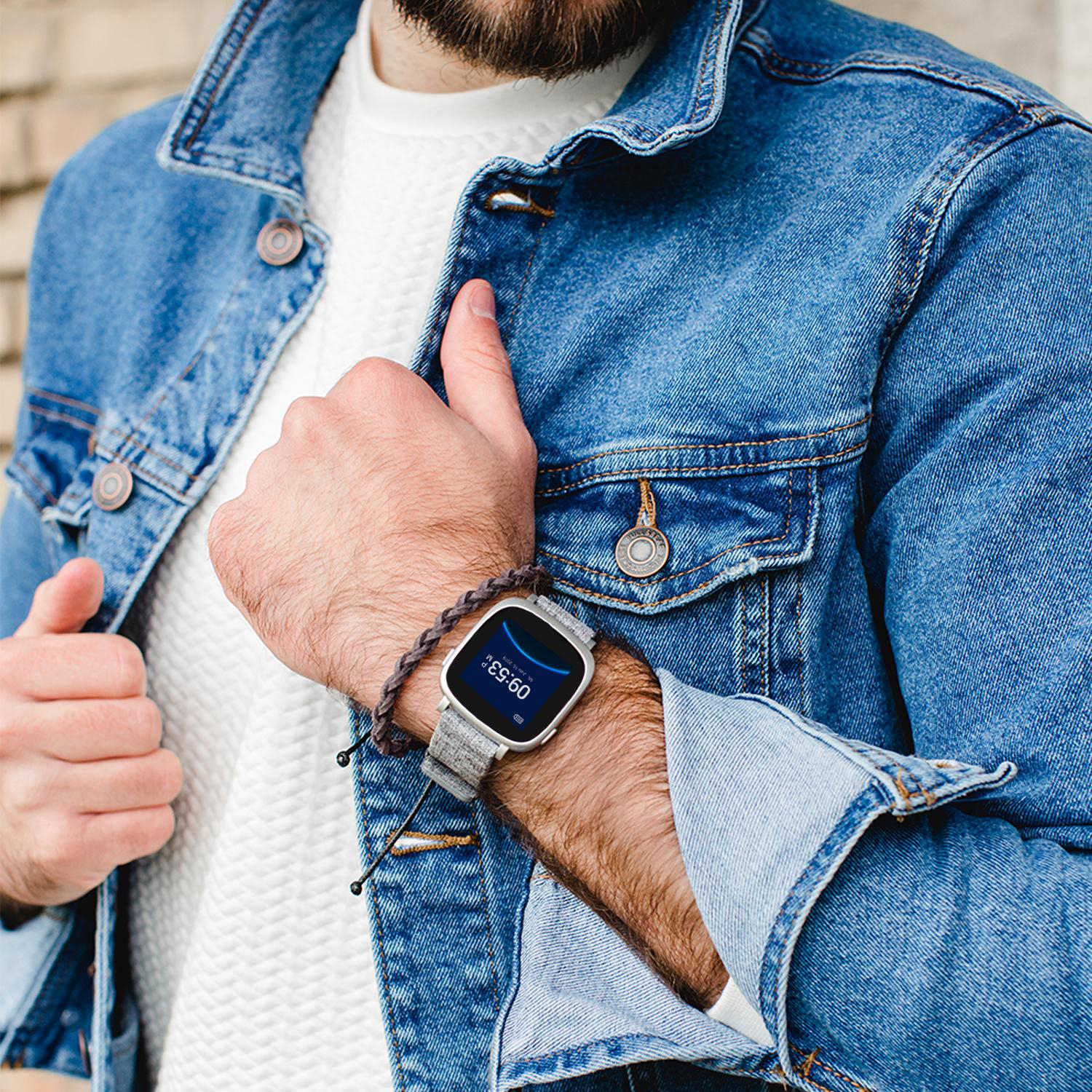 X-WATCH X-WATCH IVE XW FIT - URBAN GREY (Textil) - (54038) Smartwatch Polycarbonat Textil, 20 x 247 mm, Gehäuse: Silber/Armband: Grau