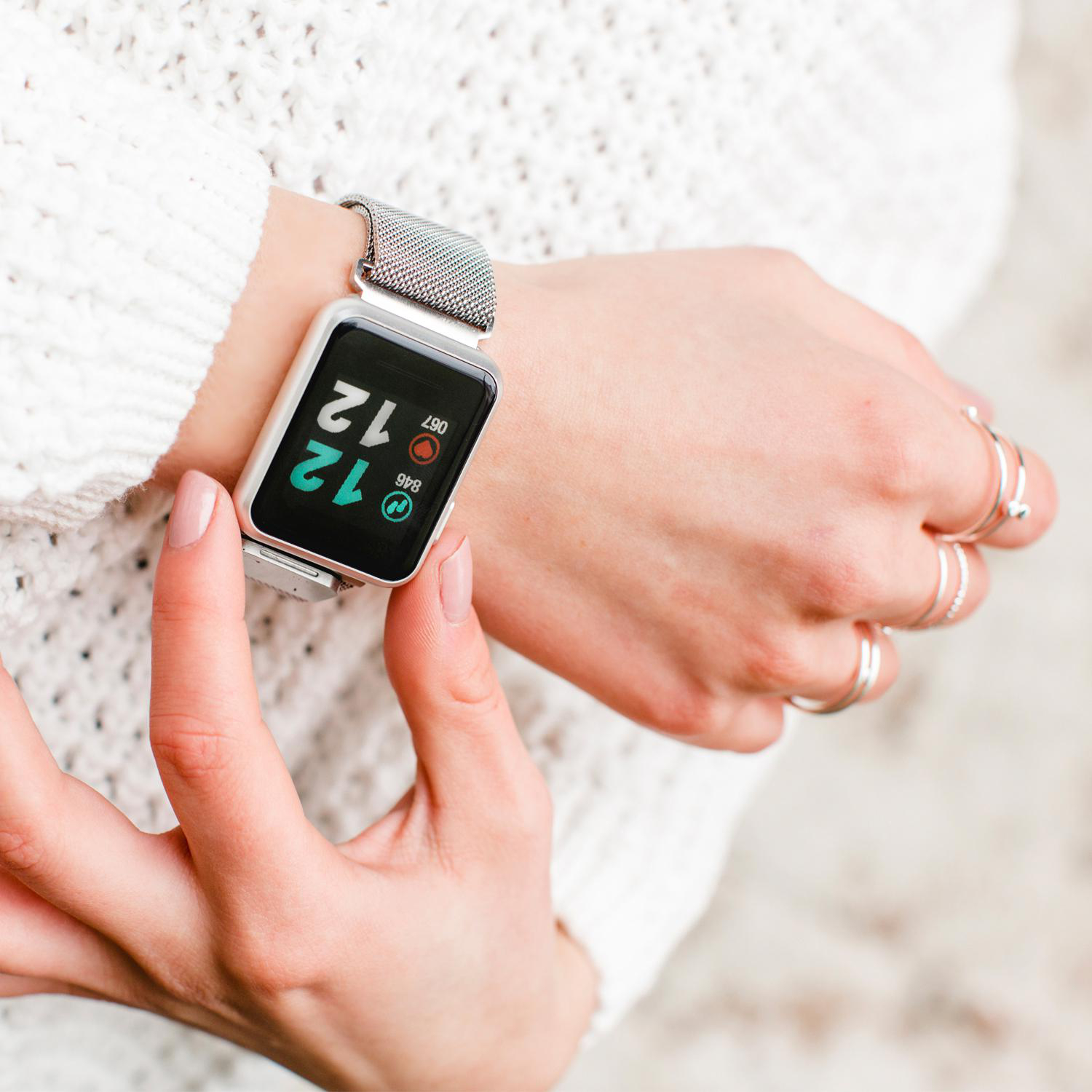 X-WATCH X-WATCH KETO SUN REFLECT - SHINY SILVER - (54043) Smartwatch Metall Metall, 22 x 240 mm, Silber