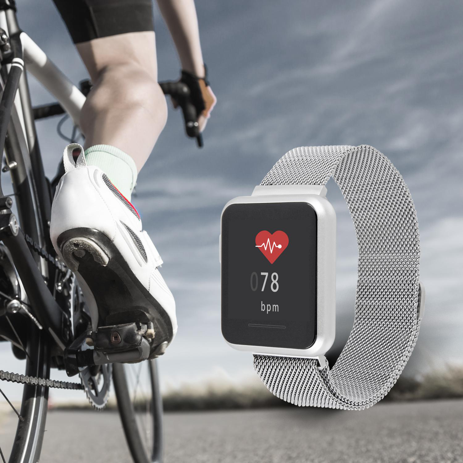 X-WATCH X-WATCH KETO SUN REFLECT - SHINY SILVER - (54043) Smartwatch Metall Metall, 22 x 240 mm, Silber
