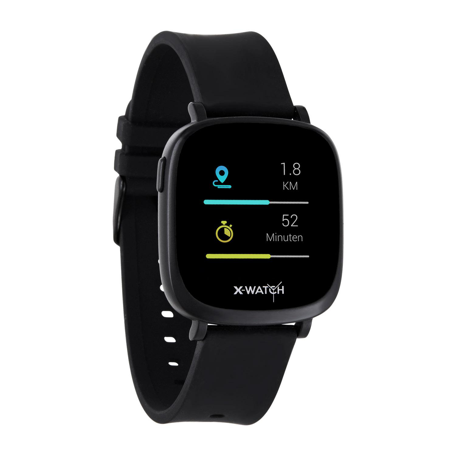X-WATCH X-WATCH IVE XW FIT - URBAN BLACK - (54040) Smartwatch Polycarbonat Silikon, 20 x 247 mm, Gehäuse:Schwarz/Armband: Schwarz