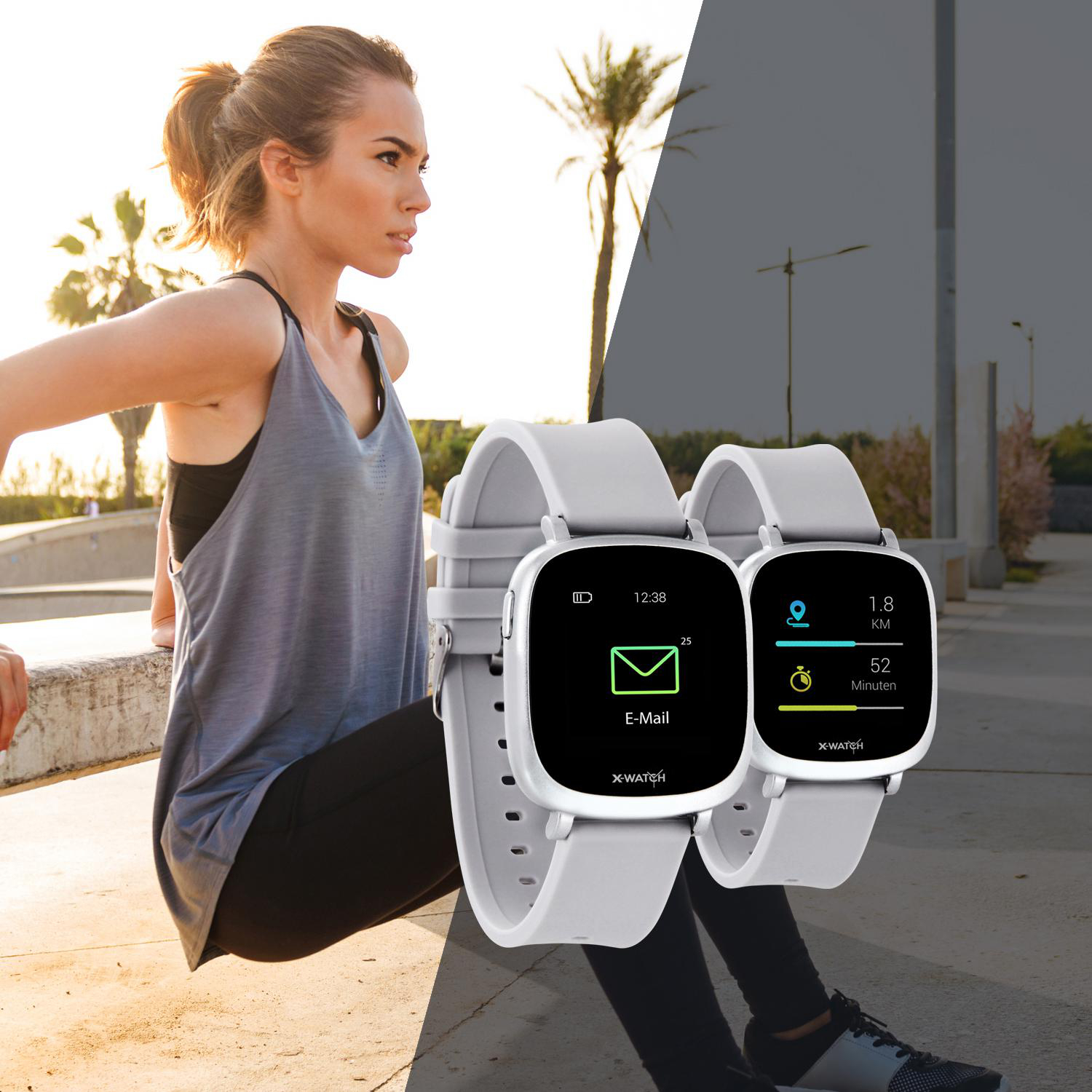 X-WATCH X-WATCH IVE XW FIT - URBAN SILVER - (54041) Smartwatch Polycarbonat Silikon, 20 x 247 mm, Gehäuse: Silber/Armband: Silber
