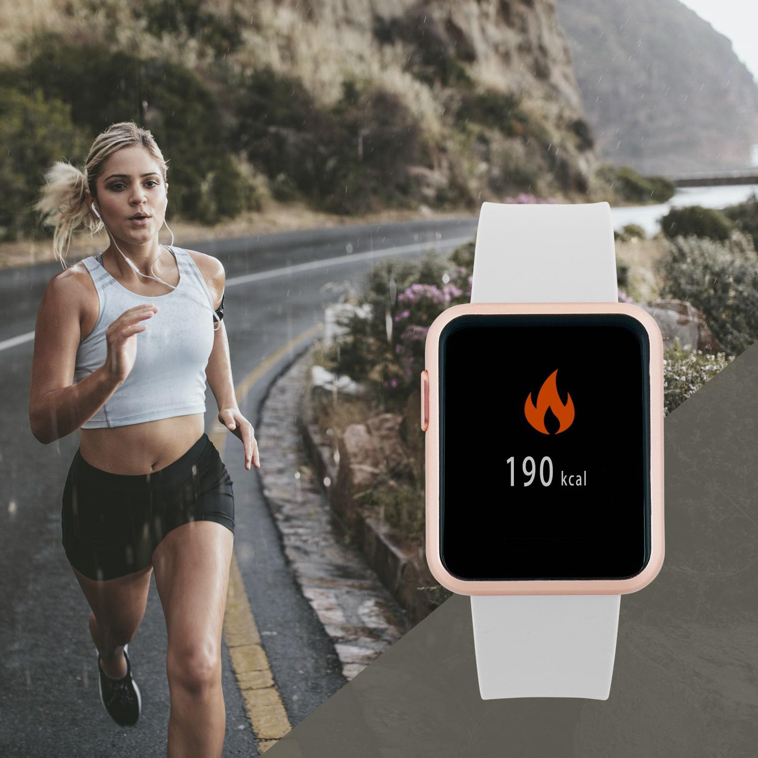 X-WATCH X-WATCH KETO SUN REFLECT - SOFT GREY - (54046) Smartwatch Metall Silikon, 22 x 240 mm, Gehäuse: Rosé/Armband: Grau