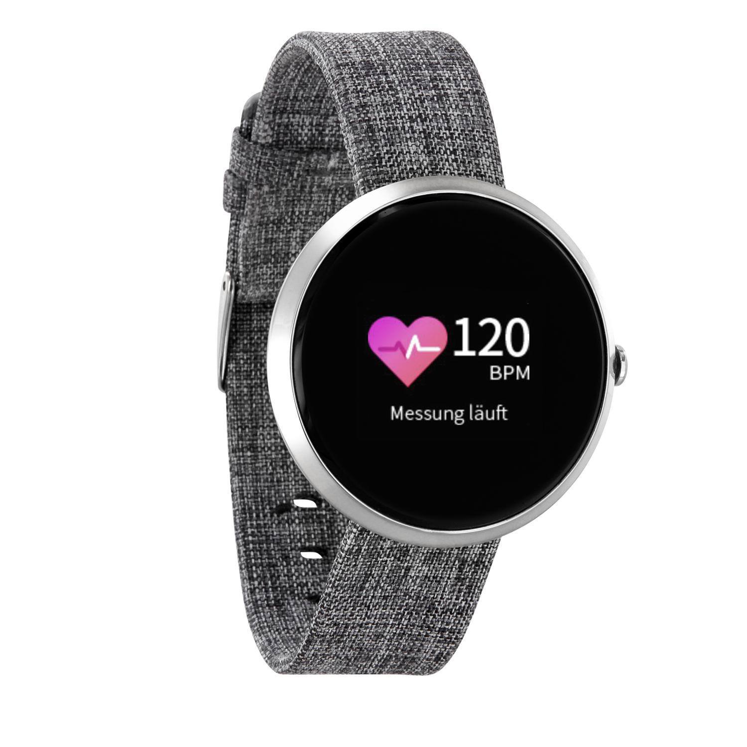 X-WATCH X-WATCH SIONA COLOR FIT (54048) Smartwatch Metall Textil, 234 mm, Gehäuse: Silber/Armband: Silber (Textil)