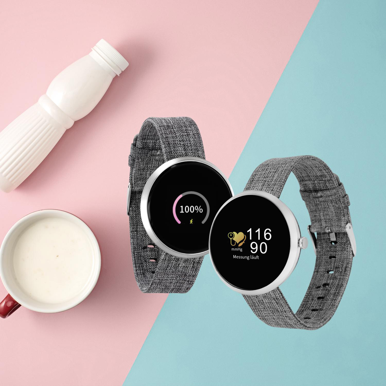 X-WATCH X-WATCH SIONA COLOR FIT (54048) Smartwatch Metall Textil, 234 mm, Gehäuse: Silber/Armband: Silber (Textil)