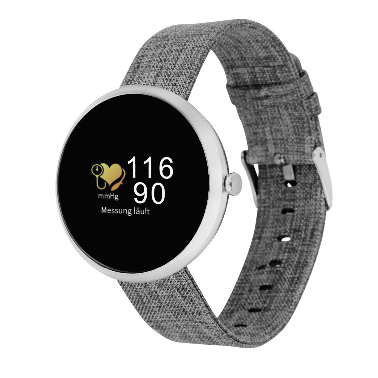 X-WATCH X-WATCH SIONA COLOR FIT (54048) Smartwatch Metall Textil, 234 mm, Gehäuse: Silber/Armband: Silber (Textil)