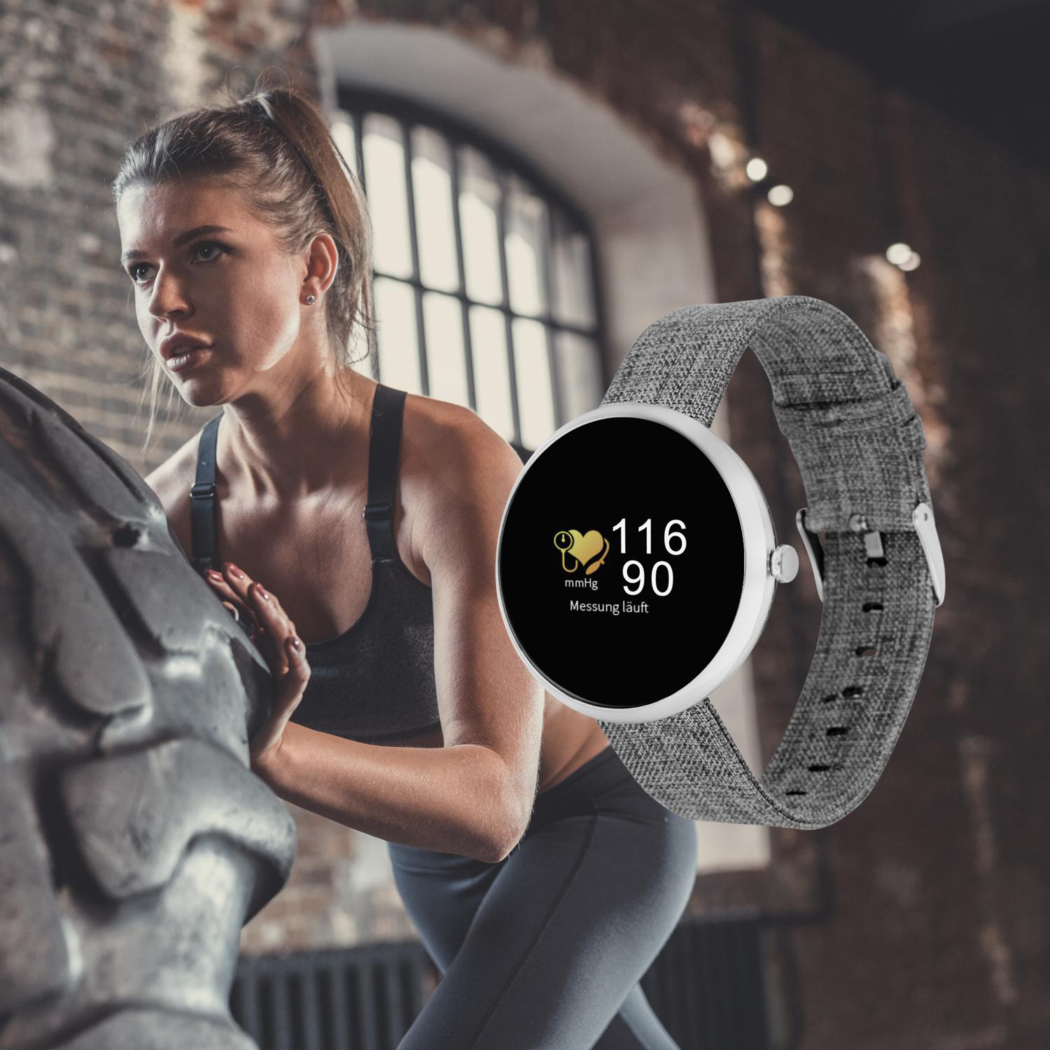 X-WATCH X-WATCH SIONA COLOR FIT (54048) Smartwatch Metall Textil, 234 mm, Gehäuse: Silber/Armband: Silber (Textil)