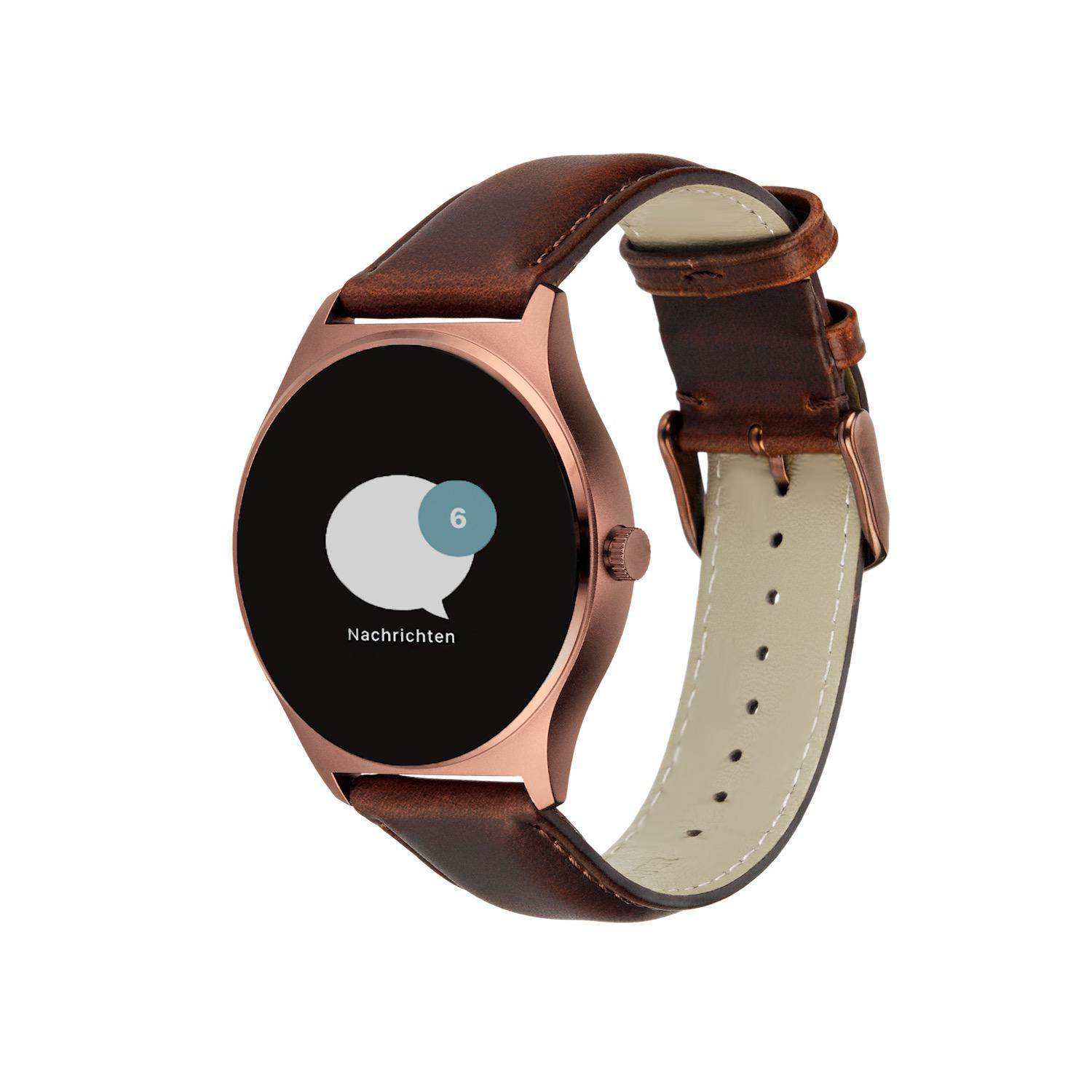 X-WATCH QIN XW PRO XCOAST Edition 570401 Smartwatch Metall Echtleder, 180-220 mm, Bronze/Braun