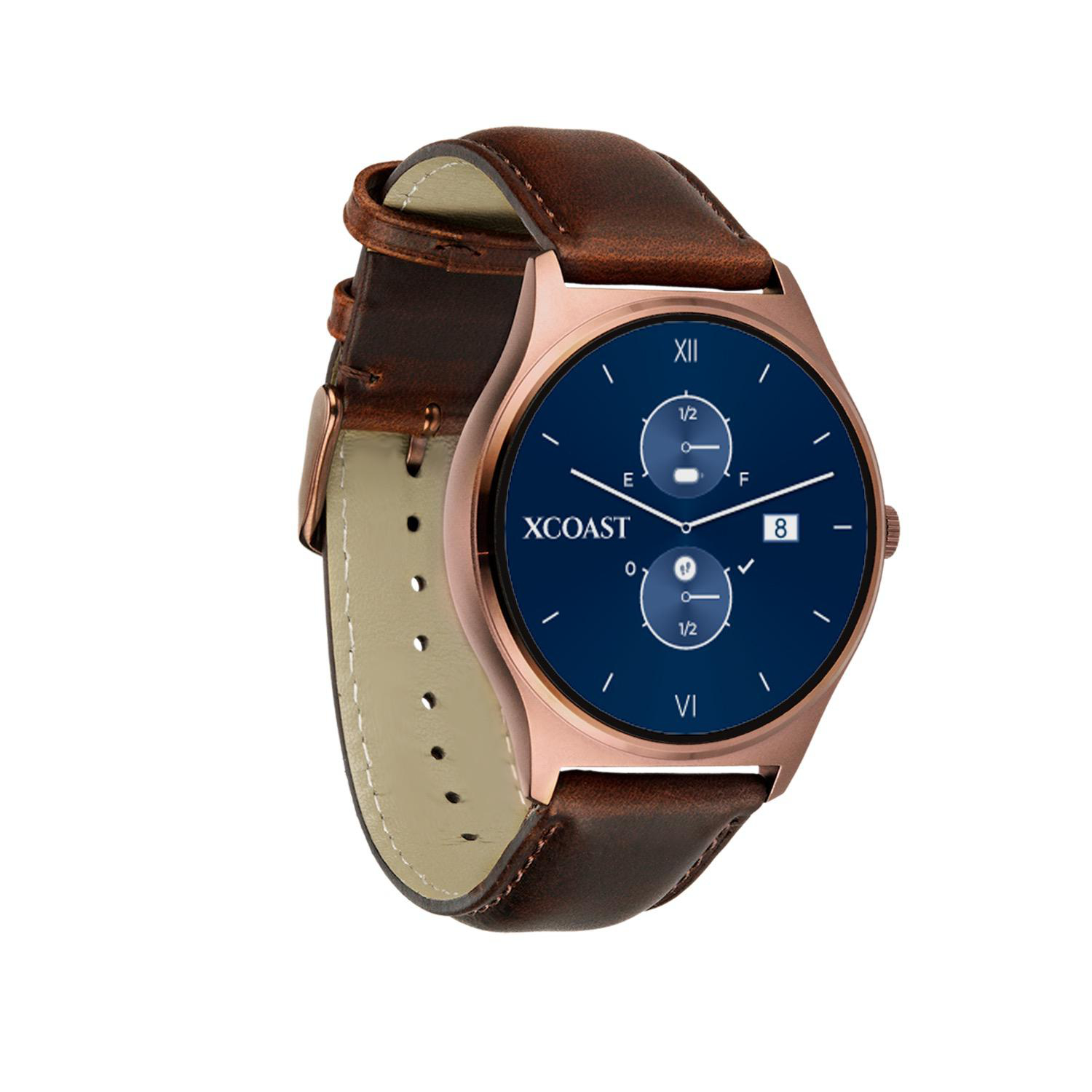 X-WATCH QIN XW PRO XCOAST Edition 570401 Smartwatch Metall Echtleder, 180-220 mm, Bronze/Braun
