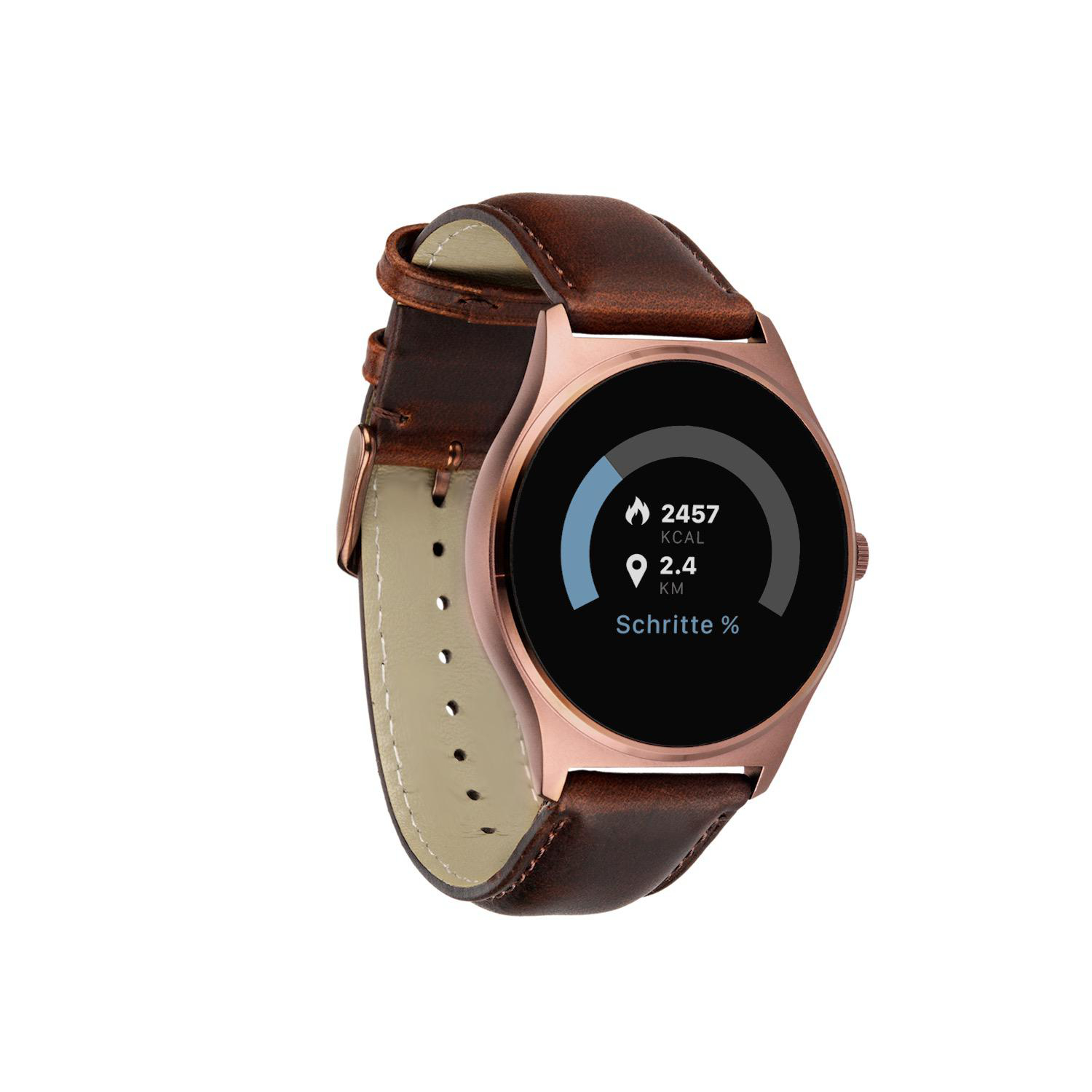 X-WATCH QIN XW PRO XCOAST Edition 570401 Smartwatch Metall Echtleder, 180-220 mm, Bronze/Braun